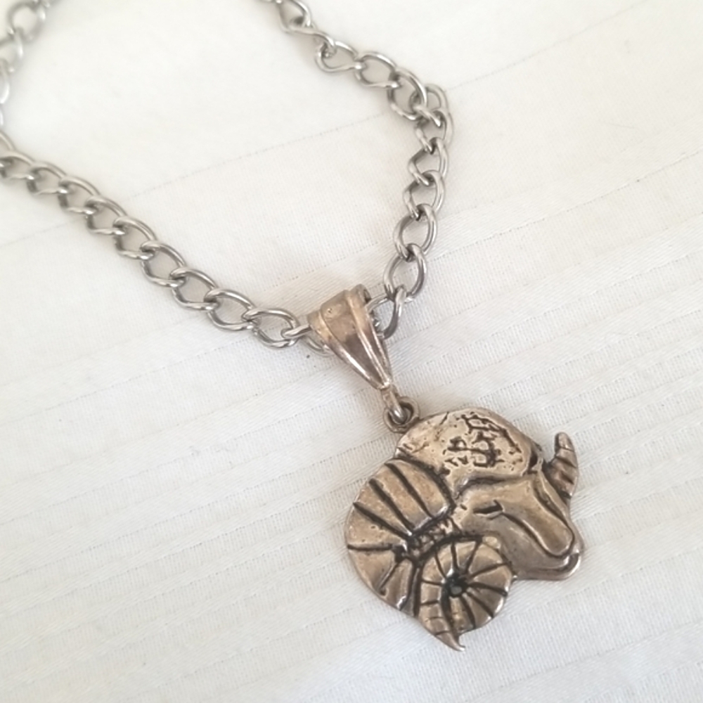 Vintage Silver Ram Aries Necklace